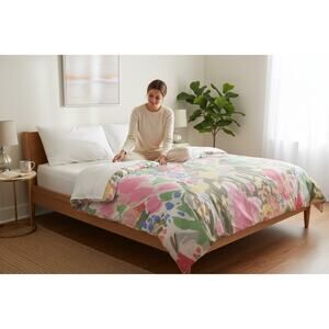 100% Organic Cotton Full/Queen Pastel Watercolor Floral Duvet Cover